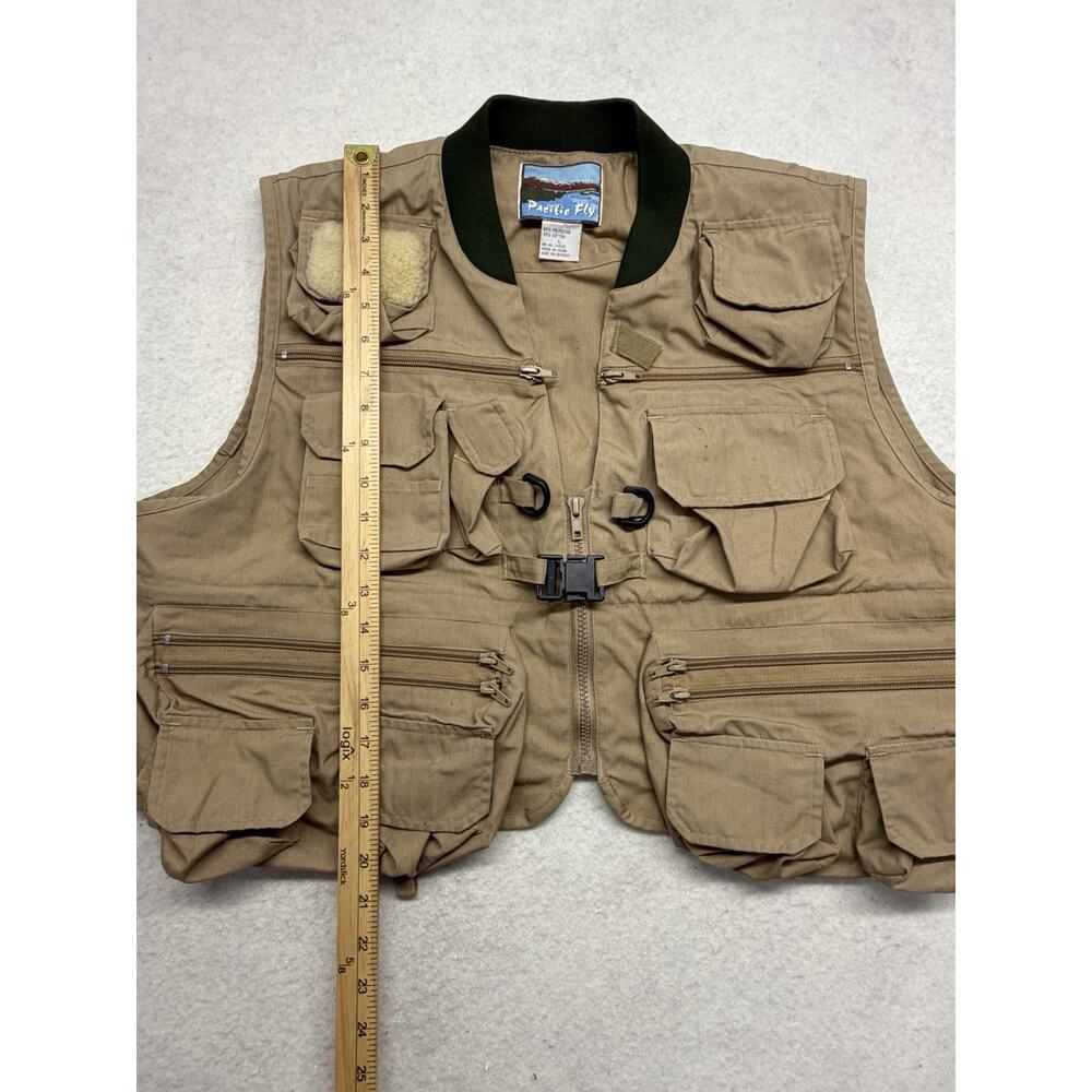 Pacific Fly Utility Fishing Vest Mens Size Large Brown Khaki Lots Of Pockets - Picture 3 of 8